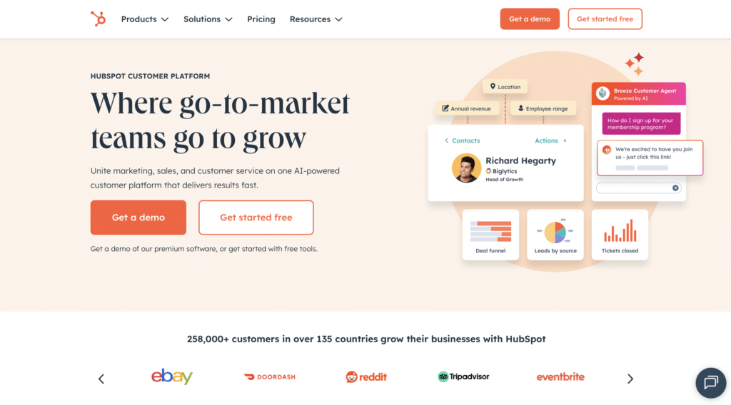 HubSpot: all-in-one CRM with marketing automation, content management, and detailed analytics