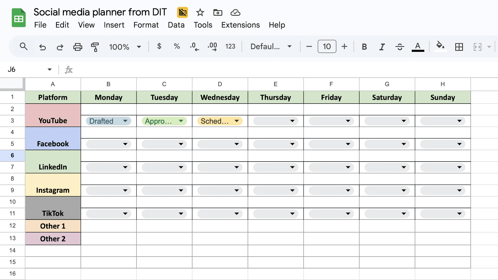 Free Social Media Planner Template
