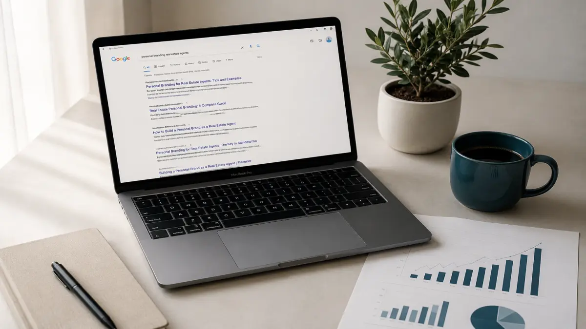 Why SEO is important for business — laptop showing Google search results with analytics charts